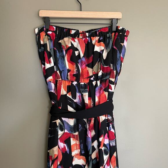 New York & Company Abstract Print Jumpsuit Size XXL Wide Leg Flowy Colorful Chic - Picture 12 of 16